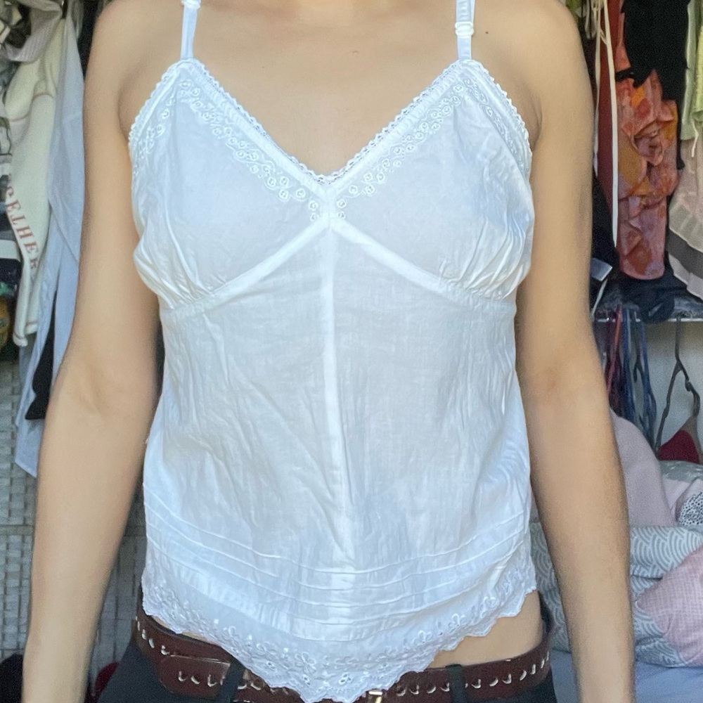 Elegant White Lace Trim Camisole